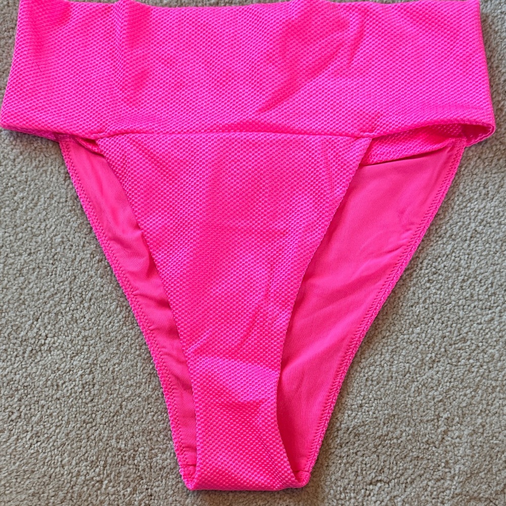 Aerie High-Waist Bikini Bottoms in Black and Hot Pink - Picture 6 of 8